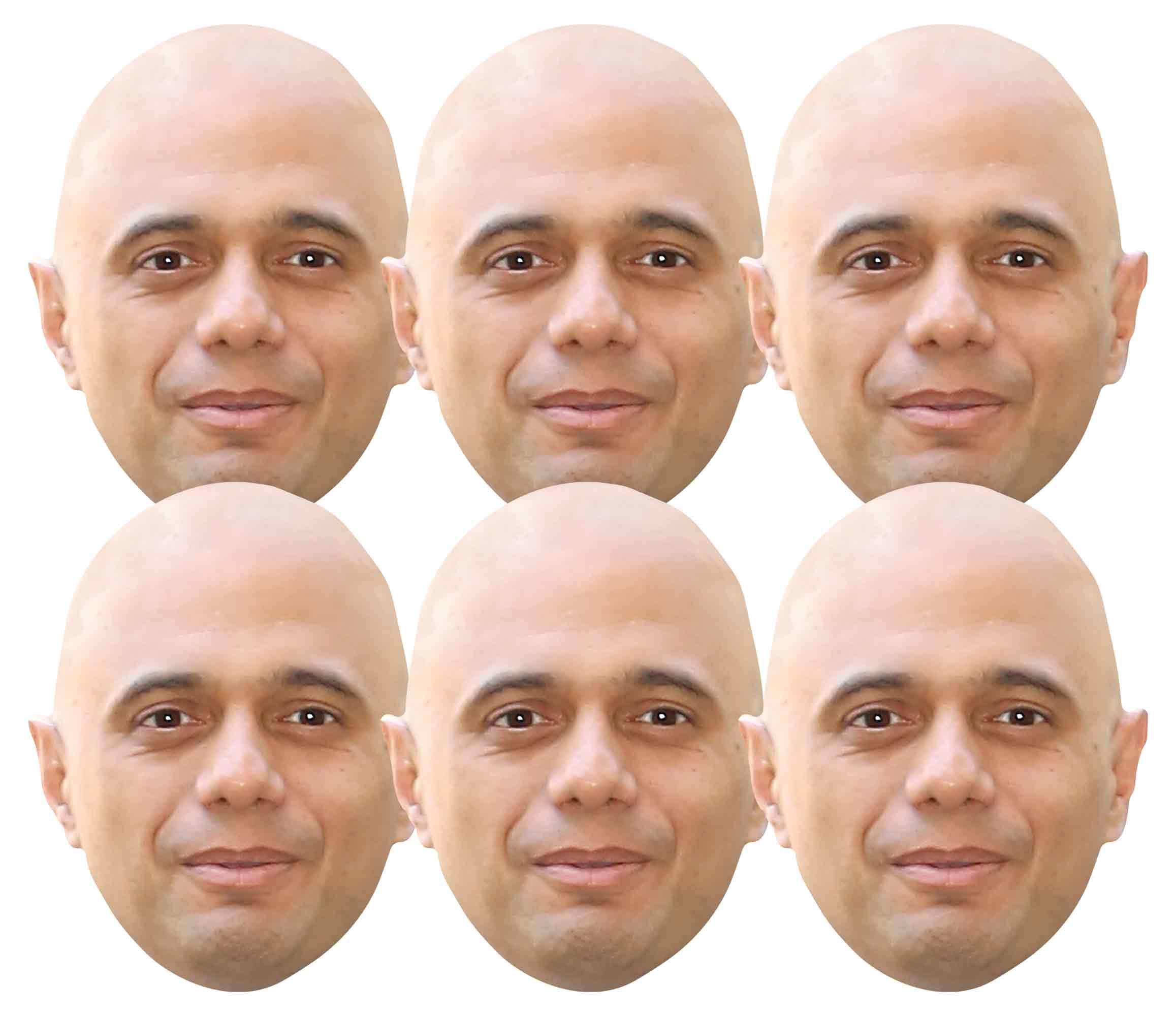 STAR CUTOUTS Sajid Javid Politician 6 Pack Includes Tabs and Elastic Perfect FunCardboard Face Mask. Talking Point, Fun for Events and Parties, CARDBOARD, Multicolour, ONE Size