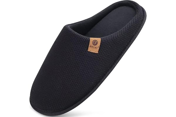 ONCAI Men's House Slippers Cozy Memory Foam Knit Slip-on Scuff Breathable Cotton Slipper for Man Warm Fuzzy Comfy bedroom Ind