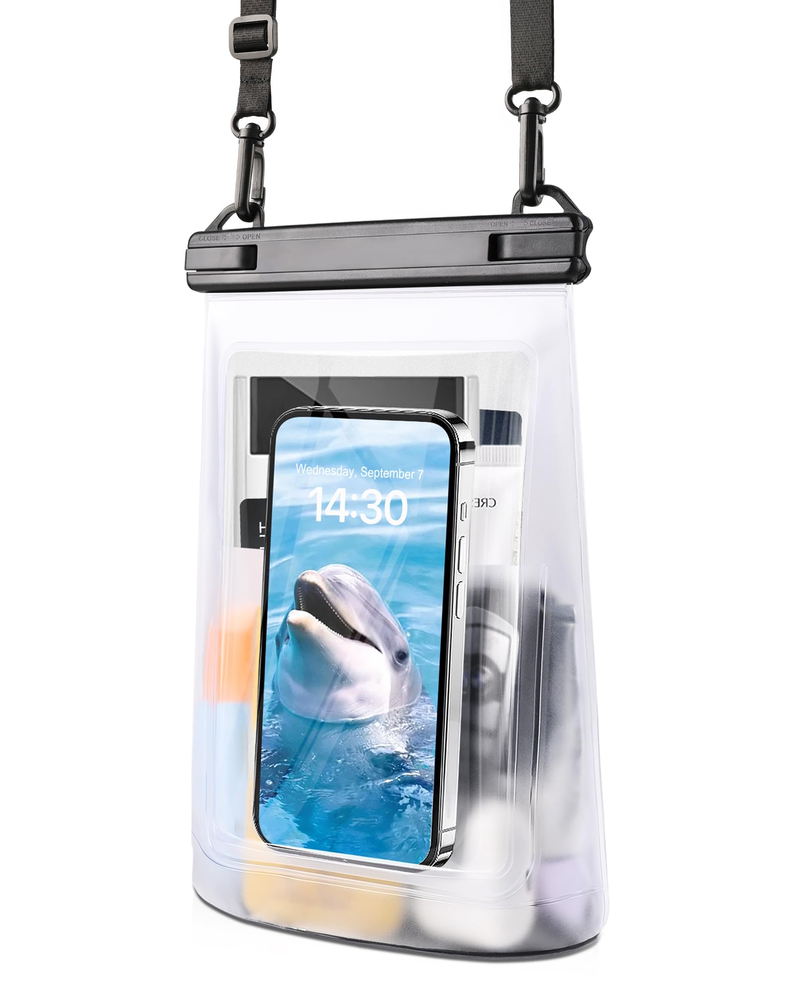 Photo 1 of Waterproof Phone Pouch for iPhone 16 15 14 11 Pro Max & Galaxy S24 S21 - Floating Large Capacity Dry Bag Stores Sunscreen, Sunglasses - Oversized Waterproof Bag for Beach, Swimming, Kayaking