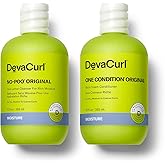 DevaCurl No-Poo Original Non-Lathering Cleanser for Rich Moisture and One Condition Original Rich Cream Conditioner, 12