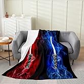 Lightsaber Fleece Throw Blanket for Bed Sofa Couch,Light Saber Sword Flannel Fuzzy Blanket,All Season Luxury Red Blue Smokey Bed Blanket Room Decor Plush Blanket 40"x50"
