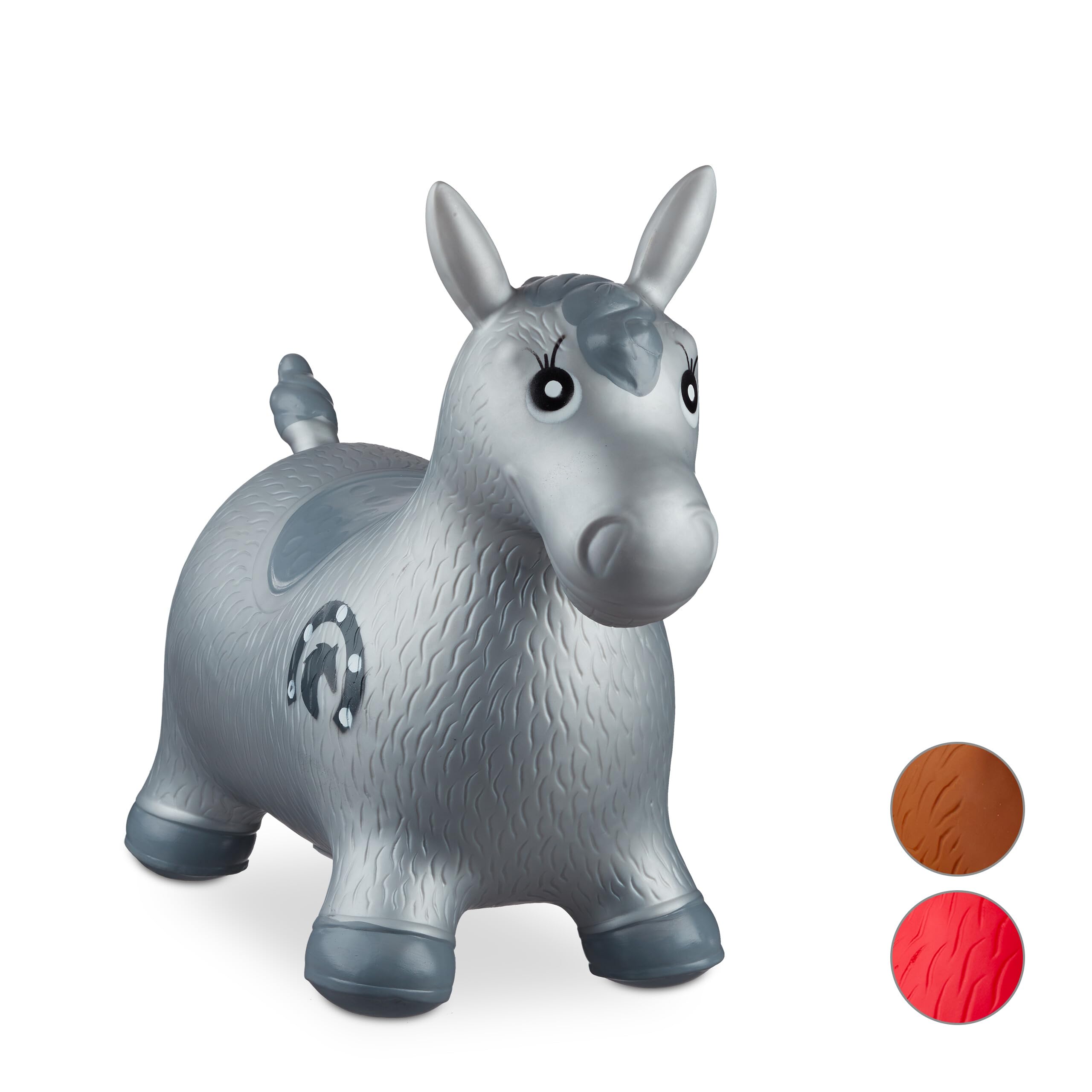 Relaxdays 10024991_111 Hopping Horse, Air Pump Included, Up to 50 kg, BPA Space Hopper, Grey, H x W x D: app. 48 x 26 x 58 cm