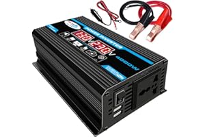 4000W Intelligent Digital Car Inverter Modified Sine- Converter with LED Display 2 USB Output Ports 1 AC Outlet - Battery Cli