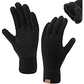 ViGrace Winter Touchscreen Thickened Gloves for Men & Women with 3 Fingers Touch Screen Warm Lined Anti-Slip Thermal Glove