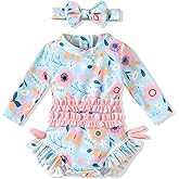 Aalizzwell Newborn Infant Baby Girls One Piece Long Sleeve Bathing Suit