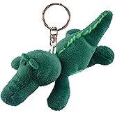 Puzzled Alligator Plush Keychain Stuffed Animal Toy - Soft Plush Wild Life Animal Green Crocodile Charm Keyring, Decorative Plush Toy Accessory Fun Buddy - 4 Inches