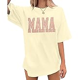 EGELEXY Women Oversized Tshirt Auntie Shirts Mama Outfit Aunt T-Shirts Holiday Short Sleeves Tees