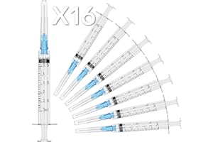 MED NEEDLE 23 Gauge 1 Inch Needle with Syringe, 3ml Luer Lock Syringes with Needle, Sterilized Individually Packaged (16 Pack)