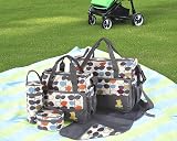 just4baby 5pc Insulated Thermal Diaper Changing Hospital Bag Set Grey Leaves view 7