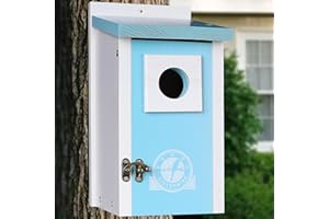 SISTERBIRD Bird Houses for Outside, Ice Blue Bird House, Bluebird Houses for Outside, Garden Decoration Birdhouses for Outdoors, Bluebird Finch Swallow Wren Chickadee