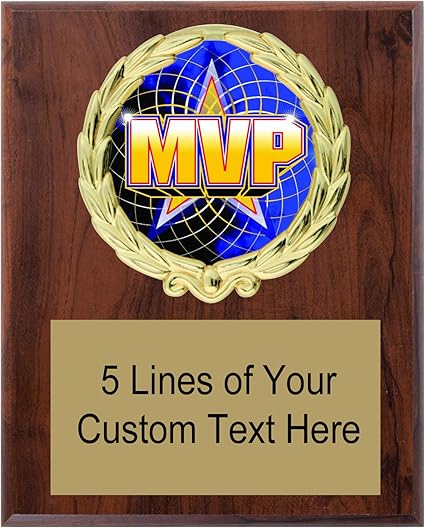 Amazon Com Express Medals 5x7 Cherry Color Mvp Most Valuable Player Plaque With Engraved Plate Sports Outdoors