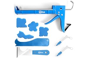 LEIKIUS Caulk Gun,No-drip Silicone Caulking Gun Kit and Caulking Tools, Sealant Tools Grout Scraper For Kitchen Bathroom Sink Joint,With Gift Box Works 10OZ Tubes