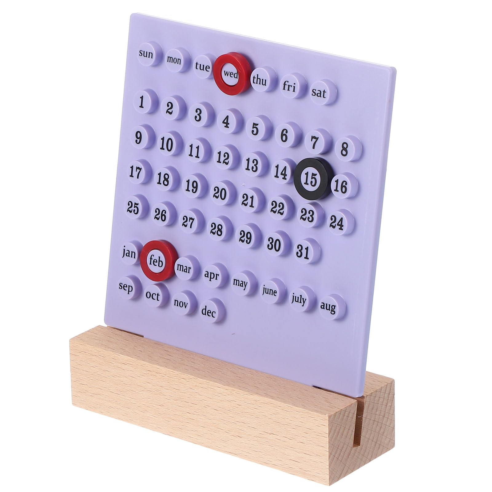 PATIKIL Wood Perpetual Calendar, Desktop Acrylic Calendar Stand Wooden Month Week Date Display for Desk Shop Office Home Decoration, Purple