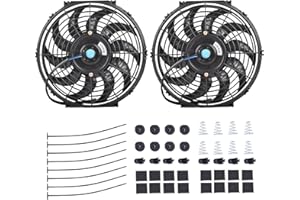 BATONECO 12" Electric Radiator Cooling Fan Assembly Kit,High Performance Cooling Radiator Fan with 12V 80W 800 CFM Mount Kit Universal Black, 2 Pack