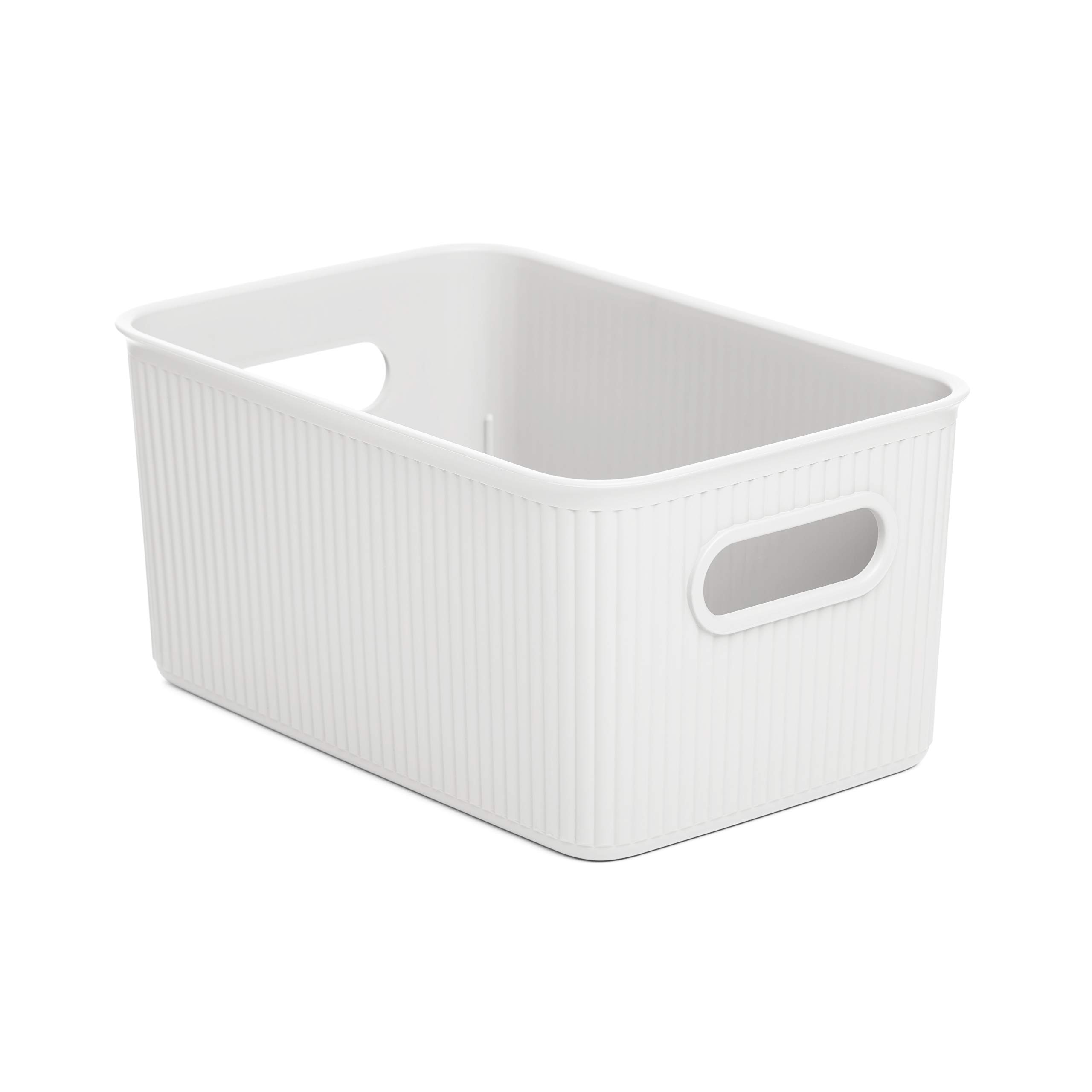 TATAY Plastic Storage Basket 5 L Baobab | Organizer Box | Integrated Handles | Compact and Versatile Design | Recycled BPA-Free Plastic | 18,1x27,2x13 cm, White