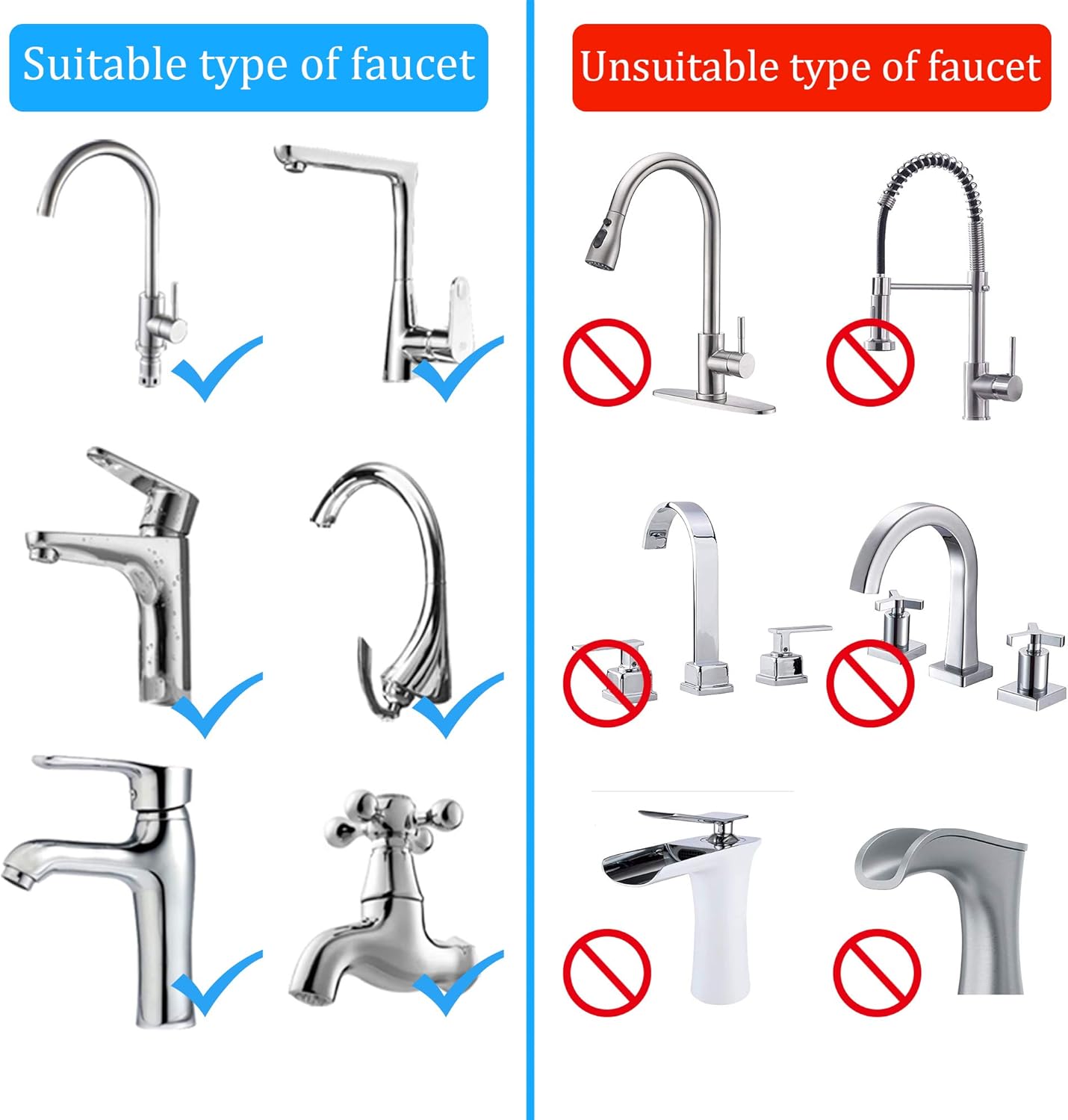XOOL Faucet Water Filter, 304 Stainless-Steel Filtration System, Double Outlet, Large Water Flow, Water Purifier, Reduce Chlorine, Lead Reduction, Fits Standard Faucets (2 Filter Cartridges): Home & Kitchen