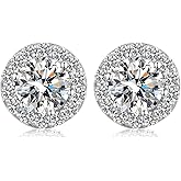 Han han 925 Sterling Silver Cubic Zirconia Halo Stud Earrings for Women