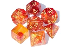 CiaraQ DND Polyhedral Dice Set with a Black Dice Bag for D&D RPG MTG Role Playing Table Games (Orange and Red)