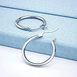 JIAYIQI Sterling Silver Hoop Earrings for Women 18K