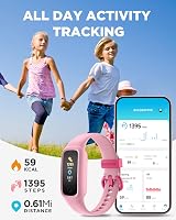 Vigor 2 L Kids Fitness Tracker Pink for 5-15 Heart Rate IP68 view 2