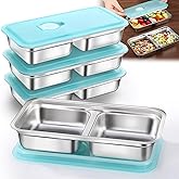 Dobyusf 4-Pack Stainless Steel Snack Containers with Lids - Dual-Compartment Breathable Food Storage, Reusable Container Set for Office, Travel, On-the-Go Lifestyle