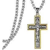Zoxuxiwu Orthodox Cross Necklace 925 Sterling Silver Crucifix Necklace Men Religious Protection Jewelry Gifts for Men
