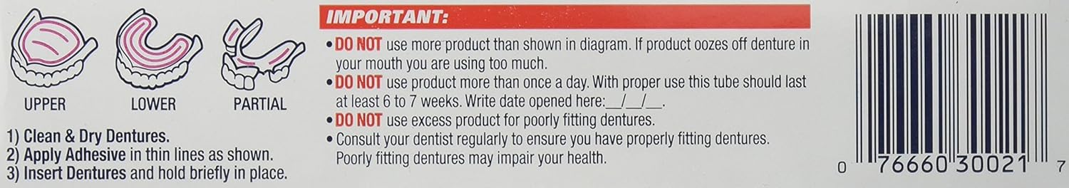 Fixodent Plus Denture Adhesive Cream 2 oz (Pack of 4) : Tooth Seal : Beauty