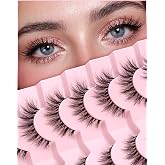 Lashes Cat Eye 15MM Wispy Lash Strips False Eyelashes Natural Lashes C Curl Fake Eyelashes with 0.1MM Thin Band ChirpyLuna Cat Eyelash Pack 7 Pair