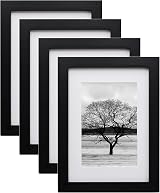 EGOFINE A5 Frame Solid Wood 6x4 Matte, Acrylic, Set of 4, Black 14x20 cm