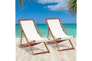 Dkelincs Removable Fabric Patio Chairs Adjustable Height Beach Sling Chairs Set of 2 for Indoor Outdoor Beach Balcony Camping