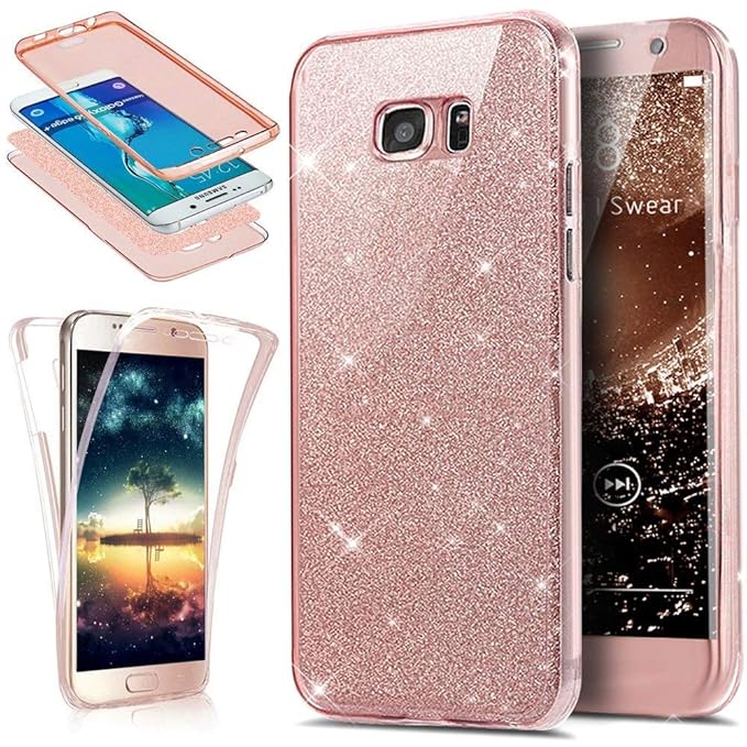 Kompatibel mit Galaxy S8 Hülle,Galaxy S8 Schutzhülle,Full-Body 360 Grad Bling Glänzend Glitzer Klar Durchsichtige TPU Silikon