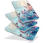 MecBevia Case for iPad (A16) 11th Generation 11 Inch (2025), iPad 10th Generation 10.9 Inch (2022), Hard PC Back Cover, Auto Wake/Sleep, Pink-Blue Butterfly