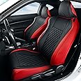 GIANT PANDA Customized Car Seat Covers Compatible with Toyota 86 Subaru BRZ Toyota Scion FR-S 2012 2013 2014 2015 2016 2017 2018 2019 2020 2021- Full Set, Leather (Black + Red)