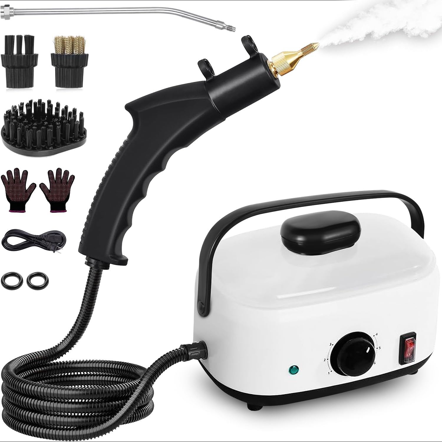 Photo 1 of Steam Cleaner,2500W High Temperature High Pressure Steam Cleaner with 3 Brush Heads, Portable Steam Cleaners with 1.5L Tank For Car Detailing Kitchen Bathroom Floors(White)
