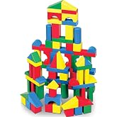 Melissa &amp; Doug 100 Wooden Building Blocks with Storage Box | 100 Pieces, Wooden Blocks In 4 Colors &amp; 9 Shapes, Montessori Toys, Construction Play, Toddler Learning Toys for Kids, Ages 2+