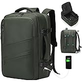 SUIKIHUM Travel Carry on Backpack, 18.9" Flight Approved, Expandable Weekender Bag with Waterproof USB A/C Port, Equivalent to 18" Suitcase, Green