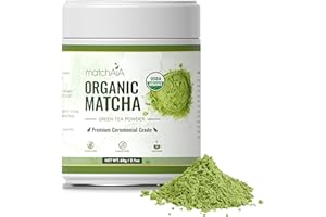 MatchAiA Organic Ceremonial Matcha Green Tea Powder - Premium Ceremonial Grade, First Spring Harvest, USDA Certified, 100% Pure - Sugar Free, Gluten Free (60g / 2.1oz Tin)