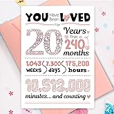 TSVATE 20th Birthday Card, Funny 20th Birthday Gifts for Women Girl Daughter Sister Granddaughter Niece, 20th Birthday Decorations, 20 Bday Greeting Cards 20 Year Old Girl Gifts