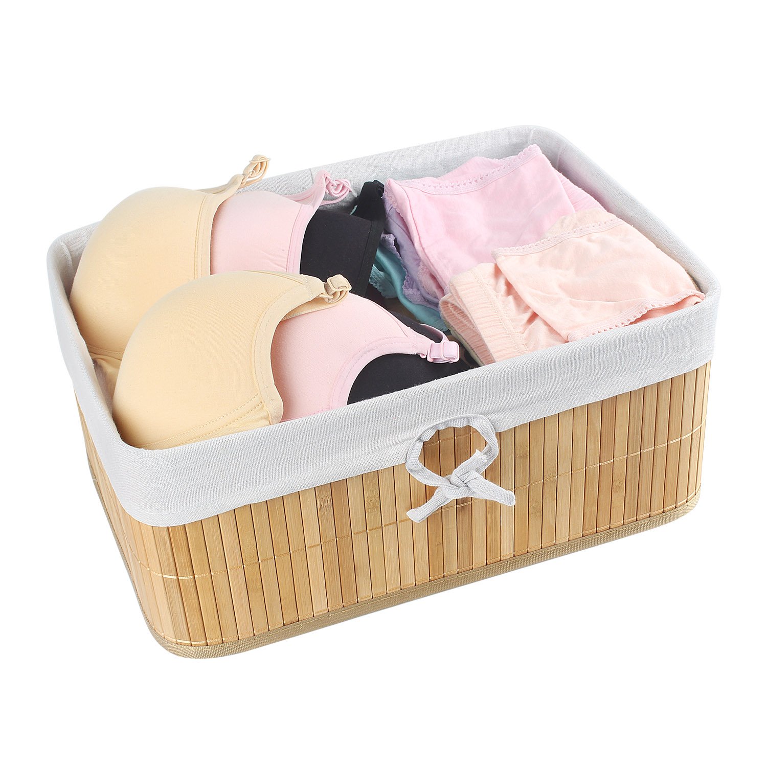 HomeStorie® EcoFriendly Foldable Natural Bamboo Storage Basket Bins