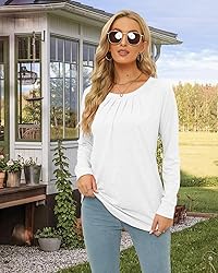 Womens Long Sleeve Tops Puff Sleeve Casual Tshirts