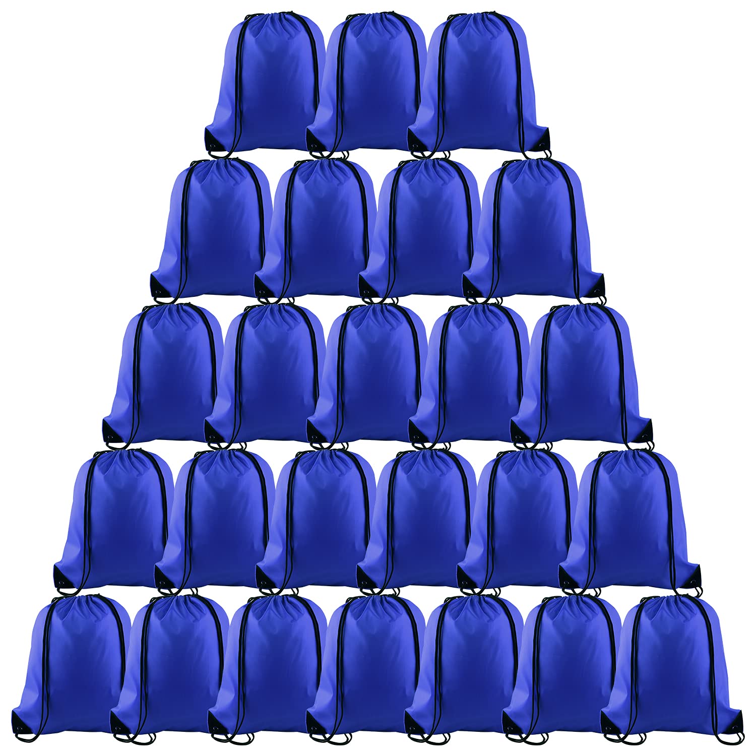 PLULON 25 Pcs Blue Drawstring Backpack Bags Bulk String Backpack Cinch Sack Pull Sport Gym Backpack Bags for Yoga Traveling Outdoor Sports