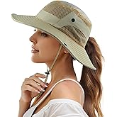 Mukeyo Womens Ponytail Sun Hat Wide Brim Mesh Bucket Hat UV UPF50 Protection Hat Foldable Summer Travel Beach Fishing Hats