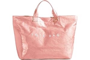 URAWOW Kraft Paper Tote Bags with PVC Surface for Women Top-handle Bag Vintage Clear Purses Handbag Satchel