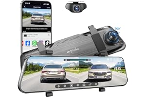 Arpha E21 Mirror Dash Cam with WiFi, 10'' Rear View Mirror Full Touch Screen Camera, Dash Cam Front 1080P and Rear 720P, Loop Recording 24H Parking Mode, WDR, Easy to Install, Max Up Suppor to 128GB