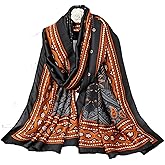 Aufeel Fashion Scarves 100% Satin Silk Scarf Long Lightweight Sunscreen Shawls Wraps for Women Hair Scarves