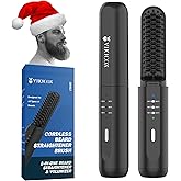 VIKICON Beard Straightener for Men: Cordless Heated Beard Brush for Men, Electric Hot Comb, Anti-Scald Mini Straightening Brush for Beard Grooming, Portable for Travel and Home Use, Gifts for Him Dad