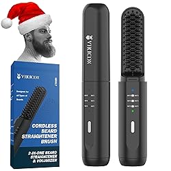 VIKICON Beard Straightener for Men: Cordless Heated