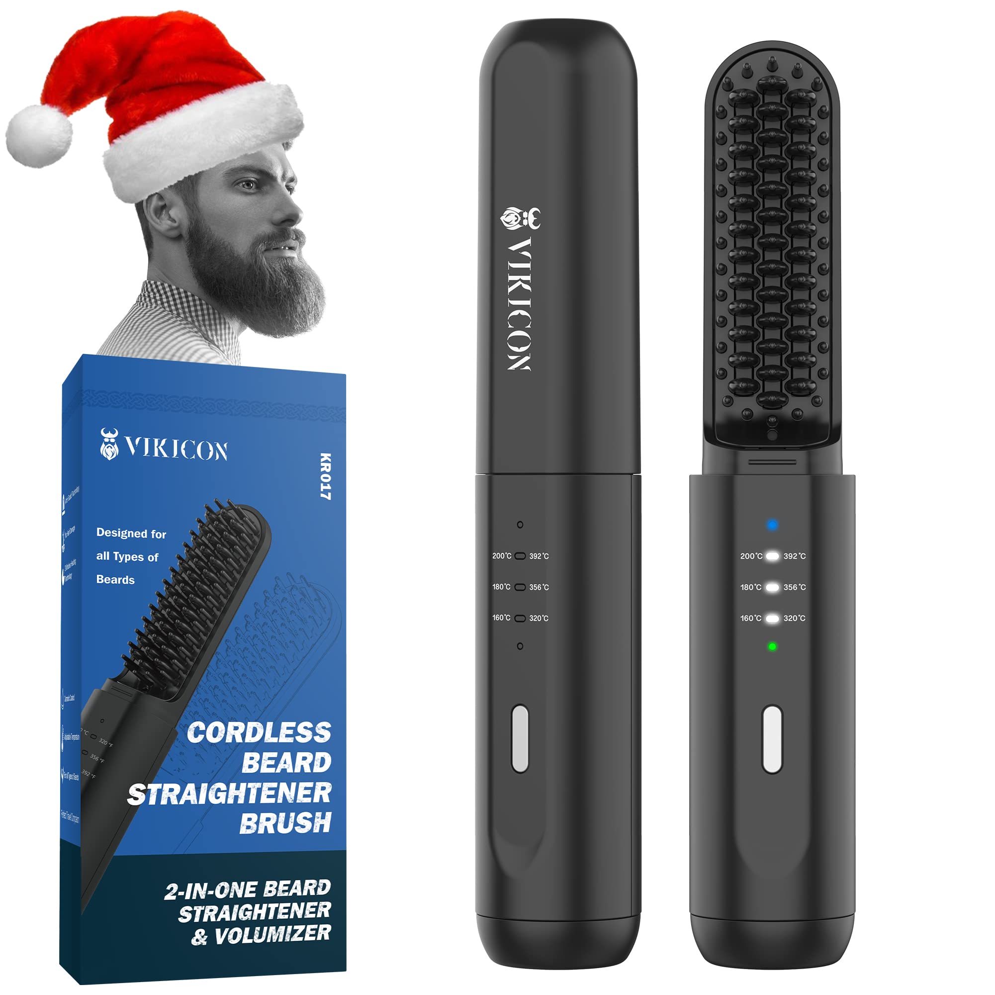 VIKICON Beard Straightener for Men: Cordless Heated