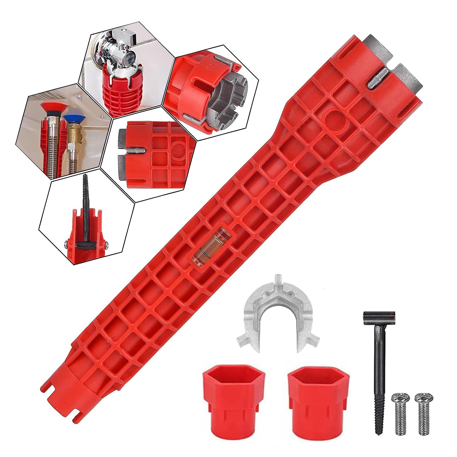 Uwiyo Faucet and Sink Installer Tool, 8 in 1 Multi-Purpose Faucet Wrench Tool Pipe Wrenches Socket Spanner Plumbing Pipe Spanner Tool for Sink tap Plumbers Toilet Bowl