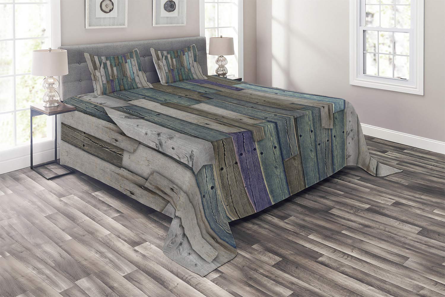 Amazon Com Ambesonne Rustic Coverlet Set King Size Image